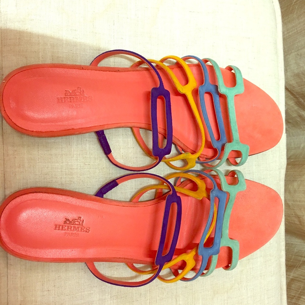Hermes color flat sandals Size 41 ( US 10 )